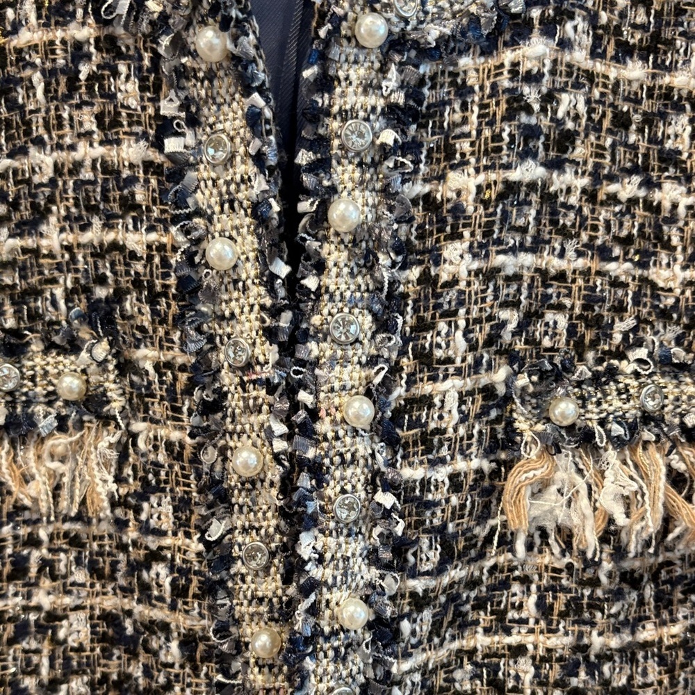 Stella + Lorenzo navy and White, cream, gold Tweed Blazer - Picture 5 of 9